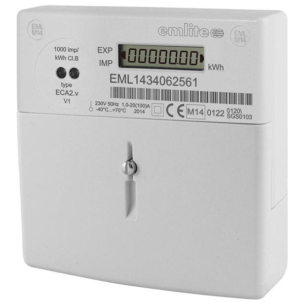 Emlite 1-ph Generation Meter 100A (1000 pulse/kWh) incl.