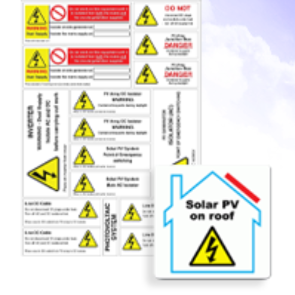 PV On Roof and Hazard Label Sticker Set - Stickers