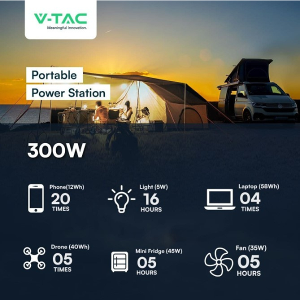 V-TAC 300W PORTABLE POWER STATION - VT-303N