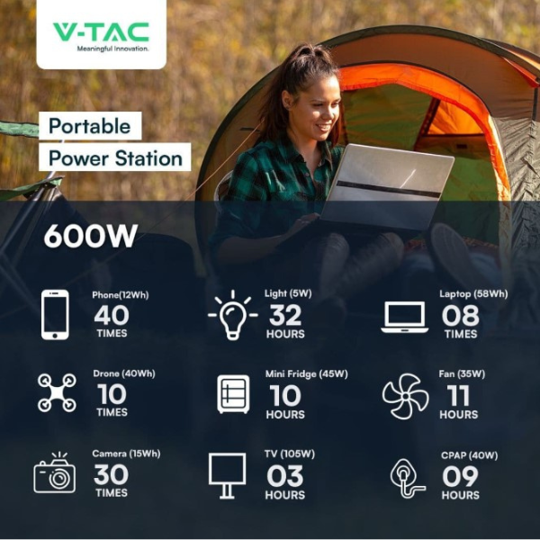 V-TAC 600W Portable Power Station - VT-606N