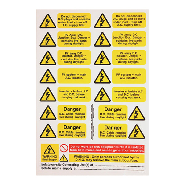 Industrial Signs PV Array Solar Panel Label 